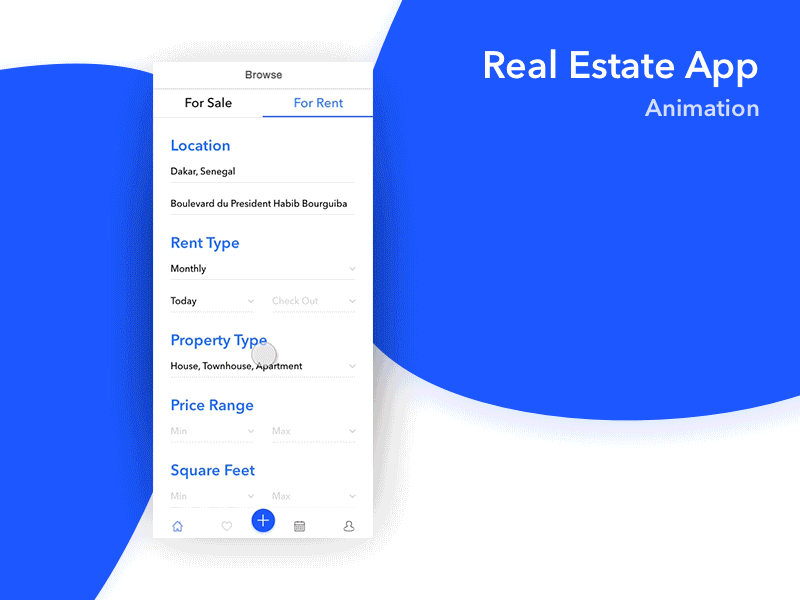 Real Estate Mobile App - Animation animation app estate flinto house interface mobile real rent sketch ui ux