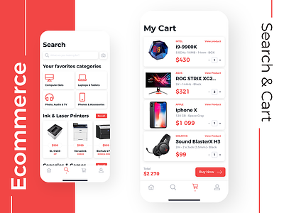Mobile App for Electronic Store - Search & Cart app cart design electronics interface ios mobile order product search shop sketch store summary ui ux