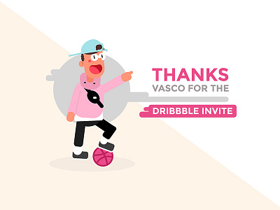 Hello Dribbble! 2d 2d animation 2d puppet flat cartoon flat design illustration invite thanks