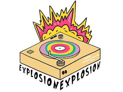 Explosion branding graphic design illustration merch motion graphics music print record sticker typography vintage