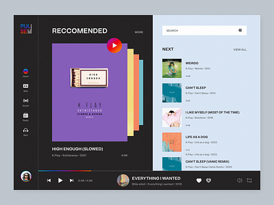 Music Player Dashboard app dashboard design digital minimal portfolio web