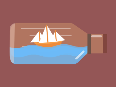 Bottle and the sea animation design flat gif