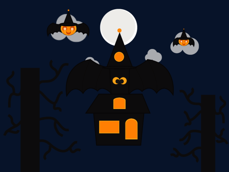 Hallowing flight animation design flat gif