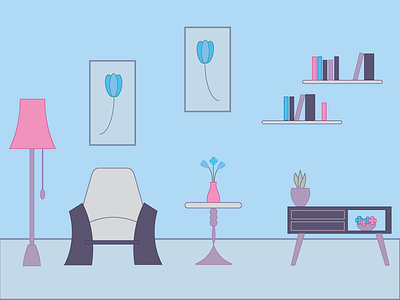 Livingroom design flat illustrator