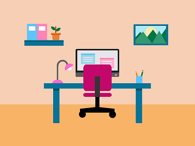 A place to work design flat illustration