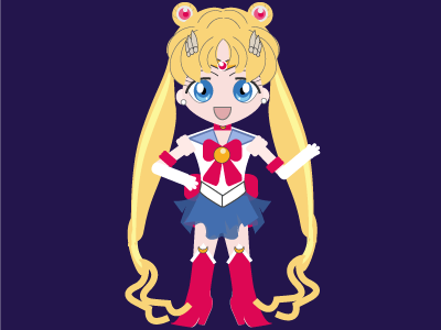 Chibi Sailor Moon design flat illustration