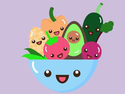 Funny vegetables design flat illustration