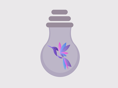 Lightbulb colibri design gradients illustration
