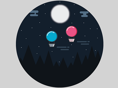 Night baloons... design flat icon