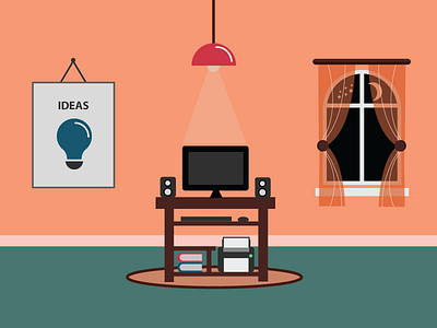 Workstation for ideas design flat illustration