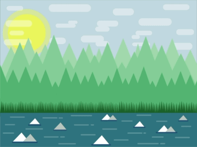 Lake design flat gif illustration