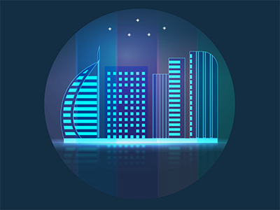 Glowsy city design gradients illustration