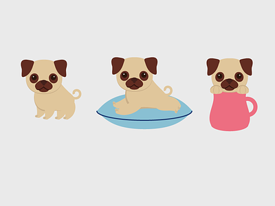 Cute Pugs design flat illustration