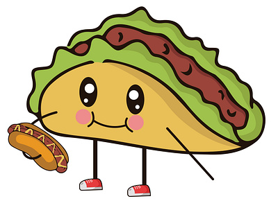 taco makan animasi design eat hotdog icon illustration taco vector