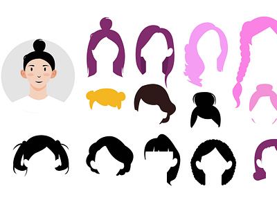 set hair icone avatar famel avatar design costume female hair hairstyle icon avatar icons style