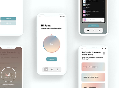 Music + Wellness App app design mental health music music player ui ux wellness