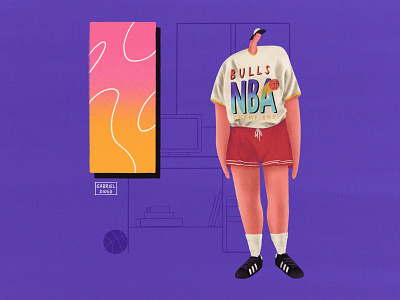 Bulls NBA Champions 90s aesthetic basketball bulls character chicago computer design fashion illustration