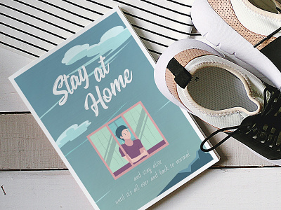 "Stay at Home" poster design branding design illustration layout design poster posterdesign stayathome stayhealthy staysafe