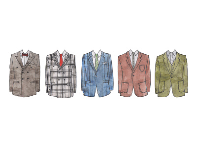 5 Suit Jackets drawing hand drawn illustration menswear sketch suits tailoring watercolour