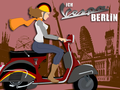 Ich VESPA Berlin! advertising berlin campaign character cute deutschland germany girl illustration moped scooter vespa