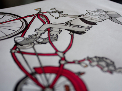 I want to ride my bicycle. bicycle bike character design illustration promarker red sketch stabilo