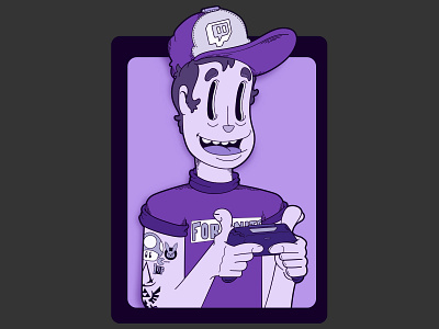 Gamer Guy character design console game art gamer illustration illustrator overwatch playstation ps4 purple streamer super mario twitch twitch tv vector graphic xppen zelda