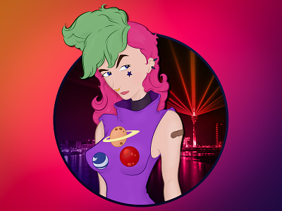 Punk Your World character desgin character development germany girl gradient green hair illustration illustrator instagram lady live stream person punk red hair rock and role sexy vector woman