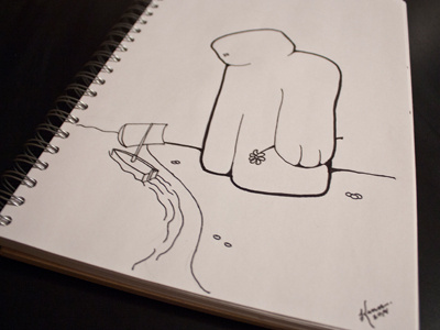 Alone boat flower illustration ink sketchbook sketchpad