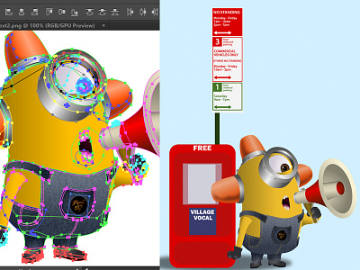 Minions At Work! adobe illustrator character character design gradients minions minon textures under construction vector graphics vectors wacom cinitiq