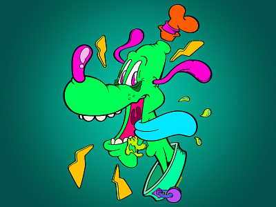 Goofto cartoon character disney goofy neon pluto psychedelic saturday morning cartoon vector graphic