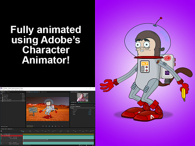 Adobe Tech Wednesday Lecture adobe animation astrounaut character animator illustrator monkey space