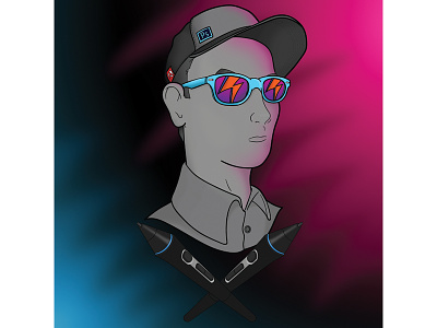 Neon Me... adobe baseball cap baseball hat illustrator neon photoshop stylus sunglasses vector wacom