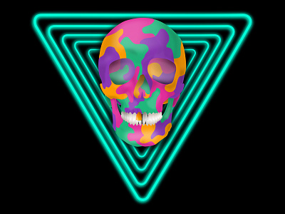 Neon Techno Skull 2077 cyberpunk glow glowing graphic design illustration illustrator ipad ipad pro neon punk skull techno vector vector graphic