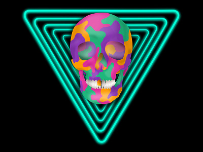 Neon Techno Skull