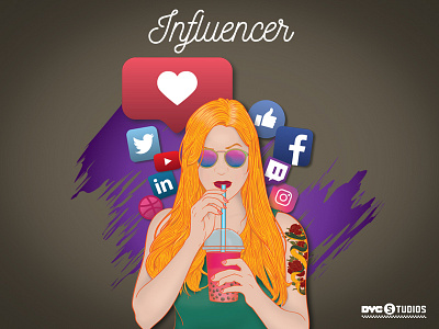 The Influencer: Variant dribbble facebook follow followers girl instagram lady like linkedin marketing social media twitter vector woman youtube