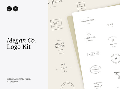 Megan Co Logo Kit badge blogger branding clothing feminine feminine logo influencer label logo logos minimal minimal logo minimalistic modern restaurant shopping store trendy urban vintage