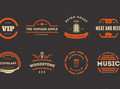 Vintage Logo / Retro Label & Badges badge classic clothing hipster label logo logos restaurant retro vintage