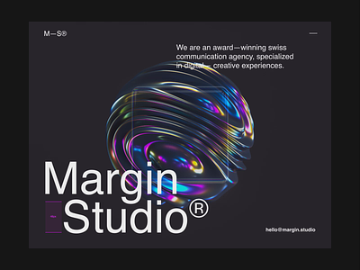 Margin Studio ⌁ Agency Website 3d abstract agency app award winning clean creative cube dark design experience iridescent landing page margin modern motion npw studio ui ux
