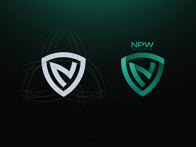 NPW Studio Logo brandmark construction design divine guidelines guides illustration lines logo mark npw simple