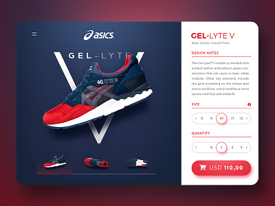 Asics Product Page asics blue design red shine sneakers ui ux