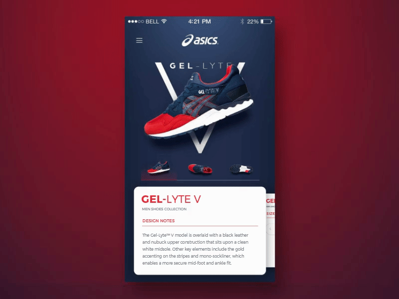 Asics Mobile App - Animation animation app asics card concept ecommerce interface sneakers swip ui ux