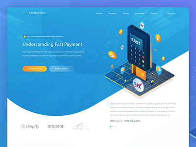 Fast Payment - Landing Page banking clean data finance illustrations managment payment product safe security system