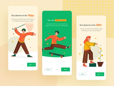 Avance — Onboarding Design anxiety app design avance depression green happy healing insurance maps npw onboarding stress ui web design yellow