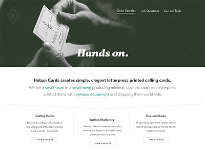 Hoban Cards Redesign Idea design web