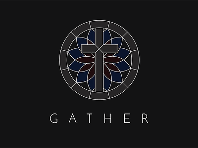 Gather Church church cross logo minimal simple stained glass