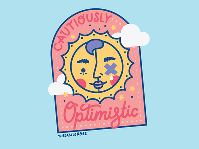 Cautiously Optimistic ⛅️ clouds handlettering illustration lettering pastel script lettering sun sun face vector