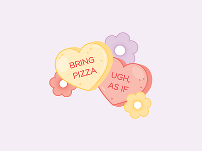 Mixed Conversation Hearts candy candy hearts cute digital flowers hearts illustration pastel sweets valentines valentines day vector