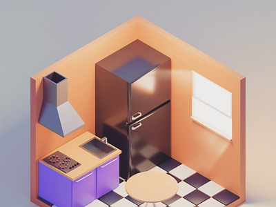 Isometric Kitchen 3d 3d modeling art blender concept design graphic design illustration isometric kitchen