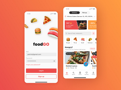 foodGO app app delivery design figma foodie go pizza promo ui ux yummy