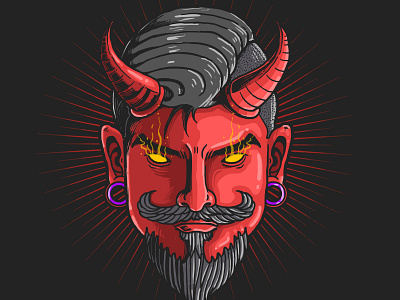 devil head illustration vector graphic anger angry art bad burn carnival character concept creepy danger dark darkness death demon devil drawing element event evil face